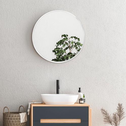 [en.casa] Spiegel Ordona hangend Ø50 rond wit mat, Huis en Inrichting, Woonaccessoires | Spiegels, Nieuw, Verzenden