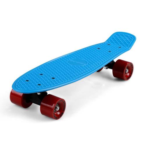 Skateboard Retro 57 cm Blauw-Rood (Skate - Longboards), Sport en Fitness, Skateboarden, Nieuw, Verzenden