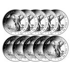 Somalië. 10 x 1 oz 2025 African Wildlife – Elephant Silver, Postzegels en Munten