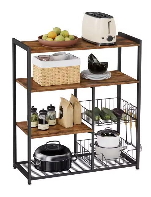 Industrieel Keukenrek met Haken en Mandjes – 80×35×95 cm, Huis en Inrichting, Keuken | Keukenelementen, Nieuw, Verzenden