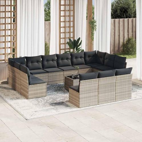 vidaXL 14-delige Loungeset met kussens poly rattan, Tuin en Terras, Tuinsets en Loungesets, Loungeset, Nieuw, Rotan, Verzenden