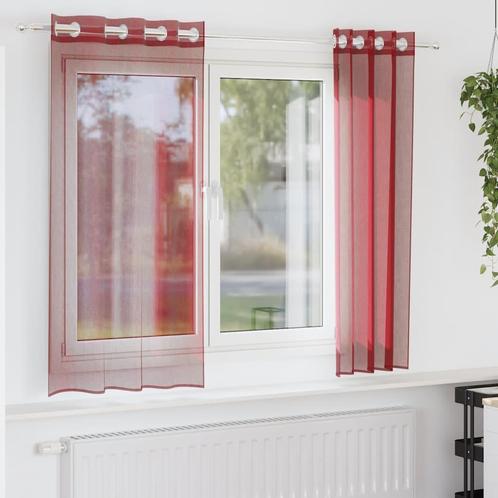 vidaXL Gordijnen voile met doorvoertules 2 st wijnrood, Huis en Inrichting, Stoffering | Gordijnen en Lamellen, Rood, Nieuw, Verzenden