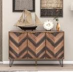 Opbergkast met Houtfineer – Dressoir met Metalen Poten, Verzenden, Nieuw in verpakking