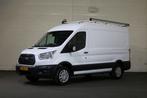 Ford Transit 2.0 TDci 130pk L2 H2 Airco Imperiaal Trap Trekh, Stof, Gebruikt, Euro 6, Wit