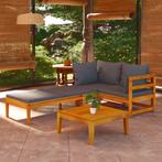 vidaXL 3-delige Loungeset met donkergrijze kussens, Tuin en Terras, Tuinsets en Loungesets, Verzenden, Nieuw, Hardhout, Loungeset