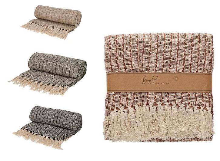 JENS Living Recycled Cotton Plaid Senn – Duurzaam katoen –, Huis en Inrichting, Woonaccessoires | Plaids en Woondekens, Nieuw