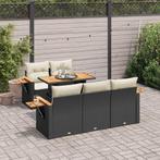 vidaXL 6-delige Loungeset met kussens poly rattan acacia, Verzenden, Nieuw, Rotan, Loungeset