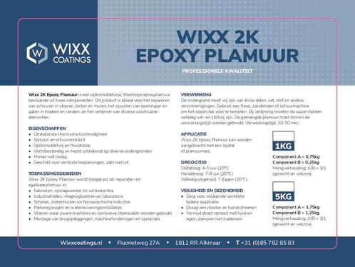 Wixx 2K Epoxy Plamuur, Doe-het-zelf en Verbouw, Verf, Beits en Lak, Verf, Overige kleuren, Nieuw, Verzenden