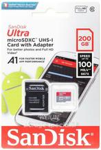 Sandisk Ultra MicroSD Incl. SD Adapter-200GB 100MB/S, Computers en Software, Harde schijven, Ophalen of Verzenden, Zo goed als nieuw