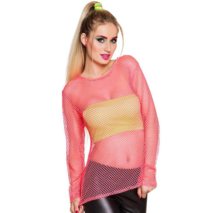 Neonroze Visnet Shirt M/L, Kleding | Dames, Carnavalskleding en Feestkleding, Nieuw, Verzenden