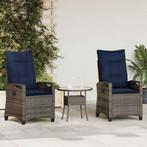 vidaXL Tuinstoel 2 pcs grijs en marineblauw 56 x 60 x 112 cm, Verzenden, Nieuw