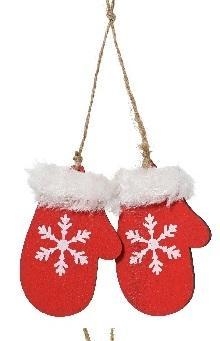 Hanger houten wanten – rood met wit figuurtjes voor, Hobby en Vrije tijd, Knutselen, Nieuw, Ophalen of Verzenden