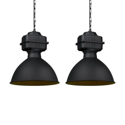 Set van 2 industriële hanglampen klein mat zwart - Sicko, Huis en Inrichting, Lampen | Hanglampen, Nieuw, Overige materialen, 75 cm of meer