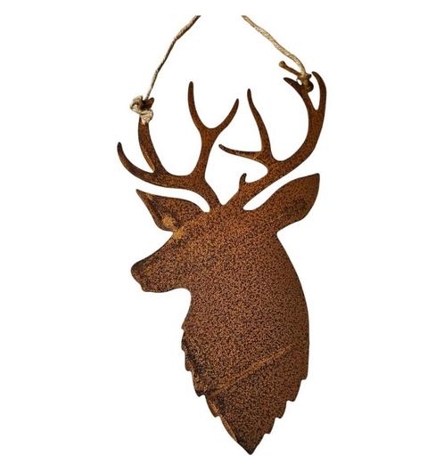 Rustieke Roest Metalen Hanger met Hertenkop - 29 cm, Tuin en Terras, Tuinwanddecoratie, Verzenden
