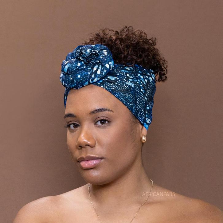 Afrikaanse Blauwe branches hoofddoek - headwrap, Kleding | Dames, Hoeden en Petten, Nieuw, Ophalen of Verzenden