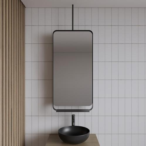 Spiegel Gliss Astra 100x50 Cm Mat Zwart Met Planchet En, Doe-het-zelf en Verbouw, Sanitair, Bad, Nieuw, Ophalen of Verzenden