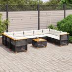 vidaXL 10-delige Loungeset met kussens poly rattan zwart, Tuin en Terras, Tuinsets en Loungesets, Verzenden, Nieuw, Rotan, Loungeset