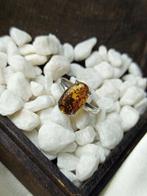 Amber Ring van 925 zilver, met topkwaliteit Amber - Hoogte: