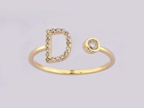 Zonder Minimumprijs - Ring - 14 karaat Geel goud - 0.13ct., Sieraden, Tassen en Uiterlijk, Ringen