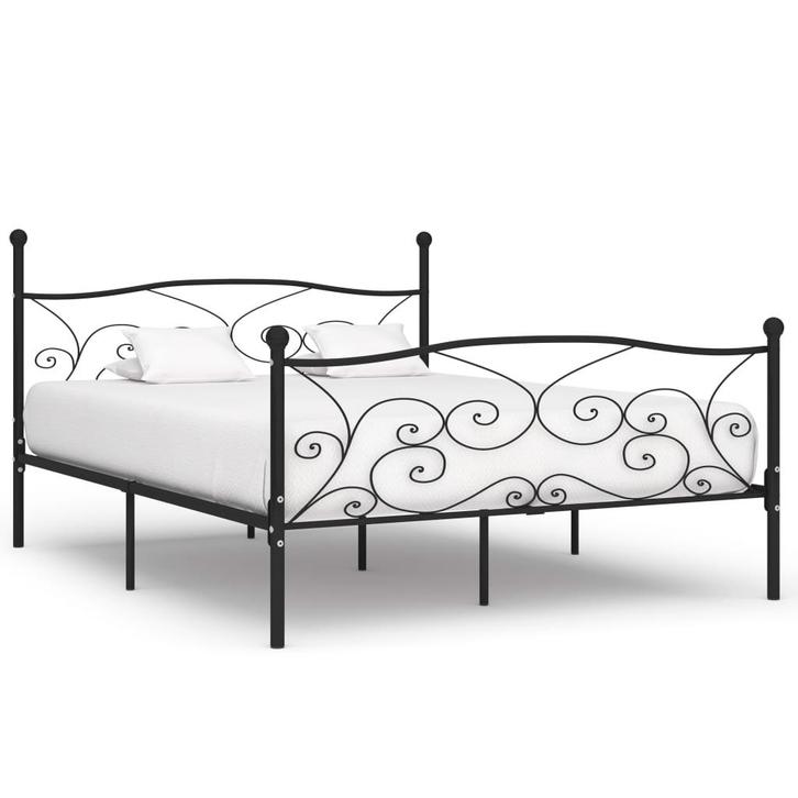 vidaXL Bedframe met lattenbodem metaal zwart 200x200 cm, Huis en Inrichting, Slaapkamer | Bedden, Overige maten, 200 cm, Zwart