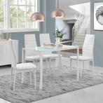 Eettafel Porvoo gehard glas 8 mm 105x60x75 cm wit, Huis en Inrichting, Verzenden, Nieuw