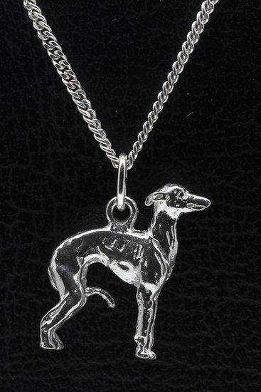 Zilveren Italiaans windhondje ketting hanger - groot, Sieraden, Tassen en Uiterlijk, Kettinghangers, Verzenden