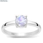 Zilveren solitaire maansteen ring