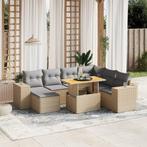 vidaXL 8-delige Loungeset met kussens poly rattan beige, Tuin en Terras, Tuinsets en Loungesets, Verzenden, Nieuw, Rotan, Loungeset