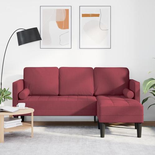 vidaXL Bank 3-zits L-vormig 160 cm stof bordeauxrood, Huis en Inrichting, Banken | Bankstellen, Nieuw, Minder dan 150 cm, Stof