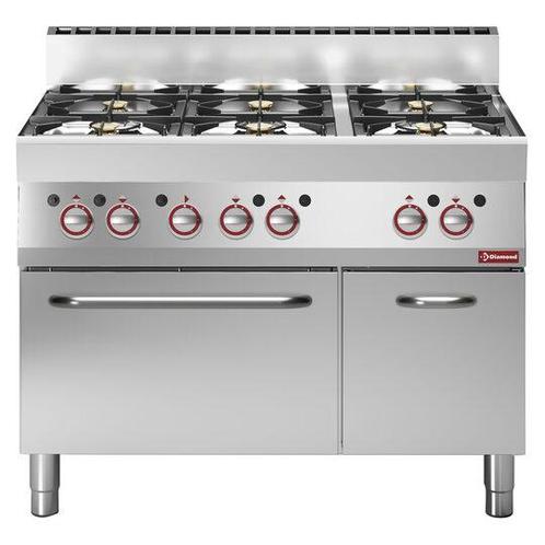 Fornuis met 6 gasbranders op gasoven en neutrale kast | Diam, Zakelijke goederen, Horeca | Overige, Verzenden