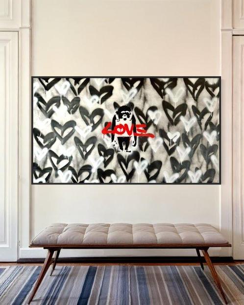 Timo Wedell (1994) - Black Love Hearts Like Banksy, Antiek en Kunst, Kunst | Schilderijen | Modern