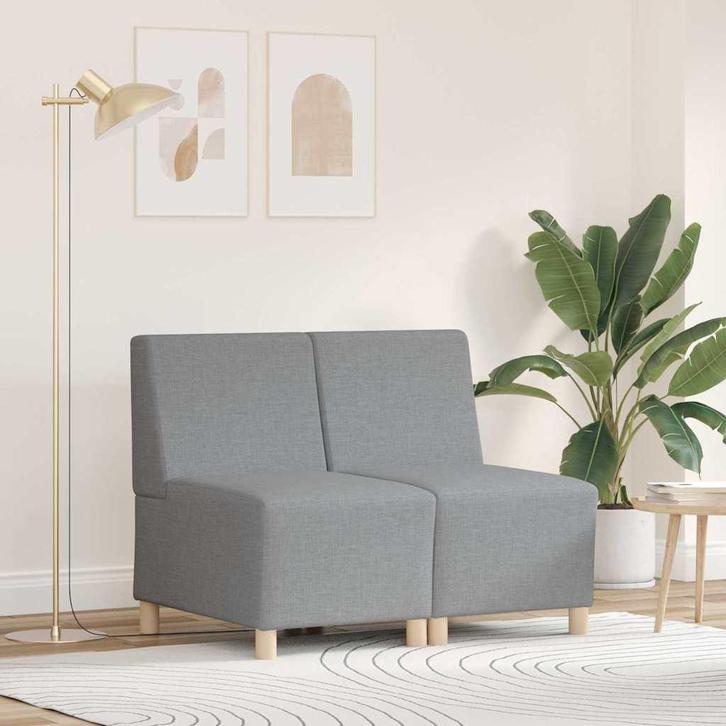 vidaXL Modulaire Bankeenheid Armlos 2 pcs Lichtgrijs 55 x 74, Huis en Inrichting, Banken | Bankstellen, Nieuw, Minder dan 150 cm
