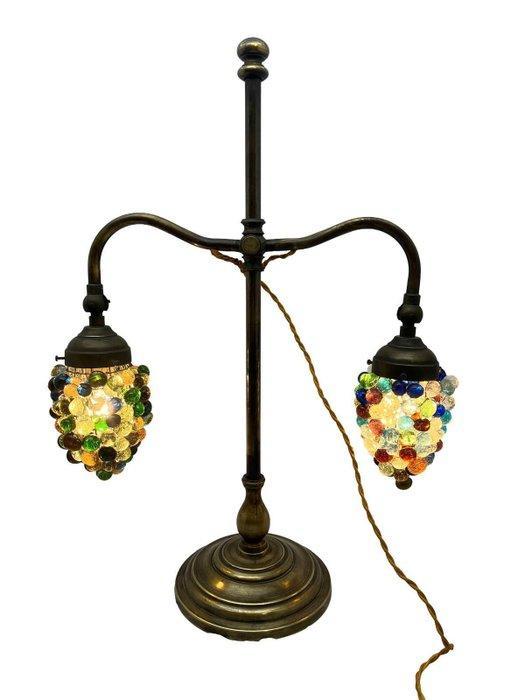 Tafellamp - IJzer, Glas - Gekleurde glazen druppels, Antiek en Kunst, Curiosa en Brocante