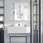 Witte Spiegelkast – Wandkast met 8 Vakken (66×17×63cm), Verzenden, Nieuw