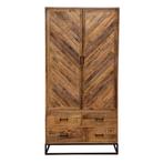 Mangohouten Kast Sabia 100 2 Deuren 4 Lades, Huis en Inrichting, Kasten | Overige, Verzenden, Nieuw