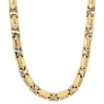 Bicolour gouden choker 45 cm 14 krt, Verzenden, Zo goed als nieuw, Goud, Goud