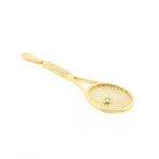 18 Krt. Gouden hanger van een tennisracket met diamant |..., Ophalen of Verzenden, Gebruikt, Goud, Overige merken