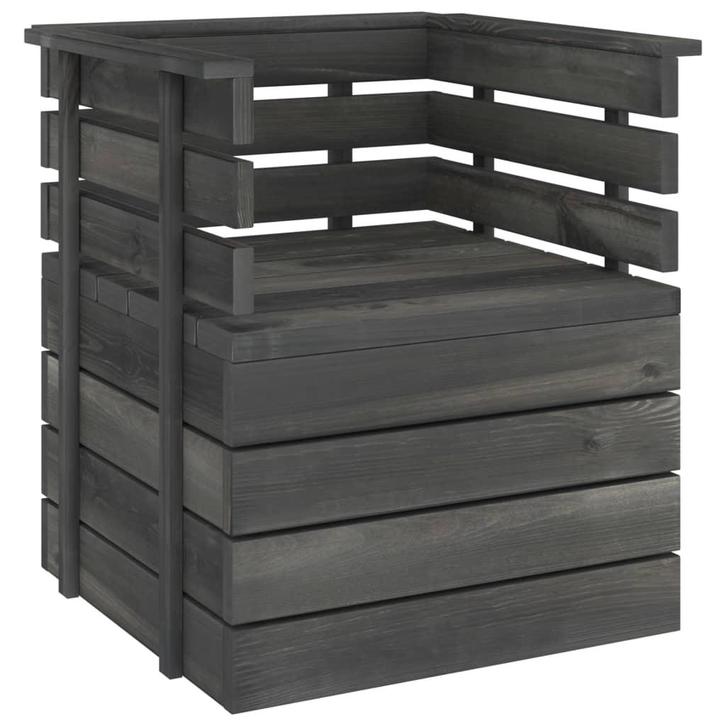 vidaXL Tuinfauteuil pallet massief grenenhout donkergrijs, Tuin en Terras, Tuinsets en Loungesets, Nieuw, Verzenden