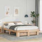 vidaXL Bedframe met hoofdeinde Bruin 140 x 200 cm Massief, Huis en Inrichting, Slaapkamer | Bedden, Verzenden, Nieuw, Bruin, Hout