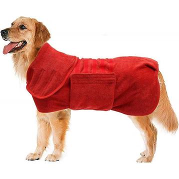 Honden badjas rood S, M, L en XL