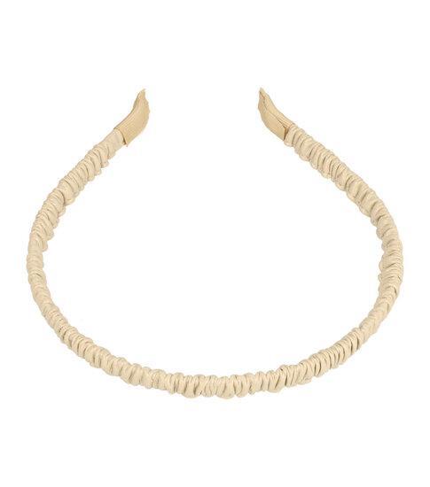 Haarband Diadeem 1cm – Gerimpeld Imitatie Lakleer – Crème, Sieraden, Tassen en Uiterlijk, Uiterlijk | Haarverzorging