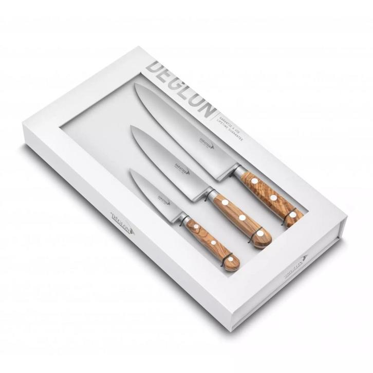 Déglon SABATIER DEG® OLIVIER – 3 Gesmede Messen met Olij, Huis en Inrichting, Keuken | Bestek, Bestekset, Nieuw, Rvs of Chroom