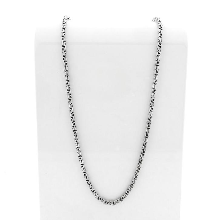 Zilveren fantasieschakel ketting, Sieraden, Tassen en Uiterlijk, Kettingen, Overige kleuren, Gebruikt, Zilver, Ophalen of Verzenden