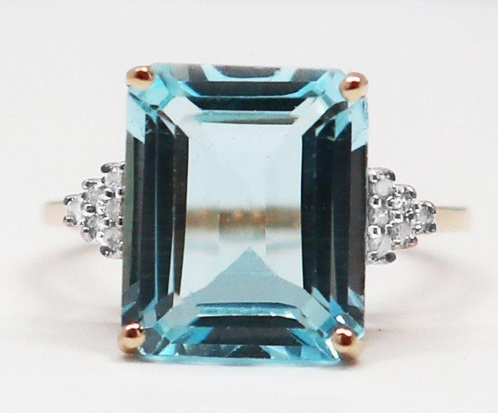 Ring - 14 karaat Geel goud Topaas - Diamant, Sieraden, Tassen en Uiterlijk, Ringen