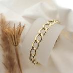 Gouden wijde gourmet schakel armband | 20 cm, Sieraden, Tassen en Uiterlijk, Armbanden, Ophalen of Verzenden, Gebruikt, Overige kleuren
