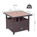 TRUUSK Polyrattan Bijzettafel Tuintafel Terrastafel Parasols, Verzenden, Nieuw