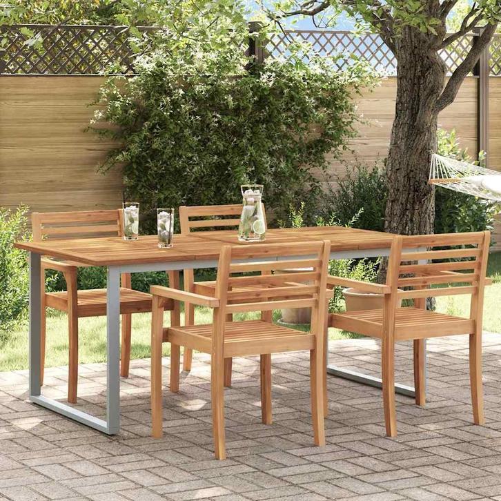 vidaXL Tuin Eettafel Grijs 180 x 90 x 75 cm, Tuin en Terras, Tuintafels, Nieuw, Metaal, Verzenden