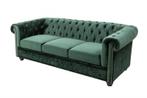 Chesterfield 3-zitsbank 205cm flesgroen fluweel met, Ophalen of Verzenden, Nieuw