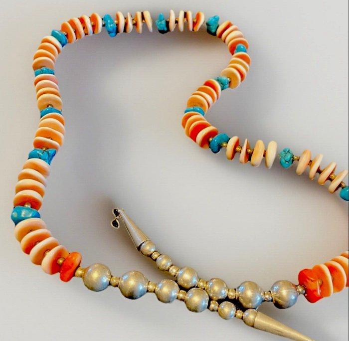 Halsketting - Verenigde Staten Heishi, Arizona turquoise, Antiek en Kunst, Kunst | Niet-Westerse kunst
