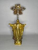 Beeld, Art Deco Corpus& kruis - 35 cm - Messing, IJzer